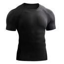 Camiseta Masculina de Compressão Fitness Manga Curta – Secagem Rápida para Corrida, Treino e Yoga