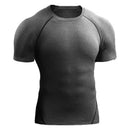 Camiseta Masculina de Compressão Fitness Manga Curta – Secagem Rápida para Corrida, Treino e Yoga